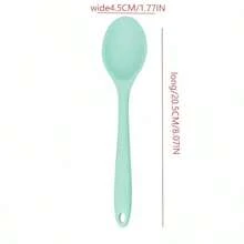 2/4/6PCS Fluorescent Pink/Green Soft Silicone Cooking Spoon Set, Nonstick Heat Resistant Kitchen Utensils, Mixing Serving Spoons, Must-Have Gadgets - Mint Blue - View 2