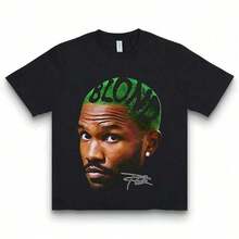 Frank OceanS Blond Pink Shirt Rap Tee Gift For Fans Rap Music Y2K Cotton Oversized Streetwear Shirt Rap Tee Concert Merch Blonds Album Cover Graphic T-Shirt COTTON New Arrival Anime Clothes T Shirts For Men,Men And Women T-Shirt With Printed Graphic - 黑色 - 查看 6