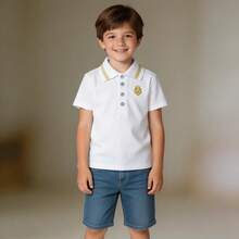 Powerful Baby Fashion Accessories Camiseta Polo Infantil Para Meninos Verão 100% Algodão - Branco - Visão 1