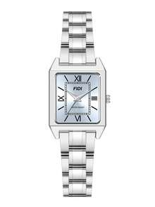 1PC FIDI Luxury Ladies' Quartz Watch, Silver, Roman Numeral Display, Stainless Steel Strap, Waterproof, Classic And Elegant, Square Case With Delicate Bezel, Perfect Choice For Birthdays And Social Occasions, Ideal Gift - one-size - View 12