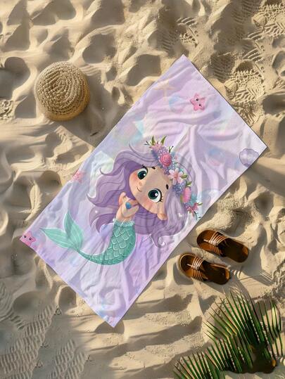 1pc Cute Cartoon Children's Beach Towel, Super Soft Microfiber Extra Large Beach Blanket, Super Absorbent Bath Towel, Suitable For Travel, Swimming Pool, Diving, Surfing, Yoga, Camping, Available In Multiple Sizes, Beach Accessories For Beach, Pool, Travel, Camping, Yoga