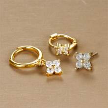 BMOR 三件套时尚迷你锆石耳环套装，女士花朵耳骨耳廓穿孔饰品，个性礼物 - 3 件套 - 查看 7
