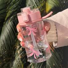 HILAKE 400/600/800ml Plastic Water Bottle – Sweet Pink Big Bow Design. Girly Pattern, Works As Portable Travel Cup, Outdoor On-The-Go Cup & Coffee Cup. A Premium Water Cup Essential For Office, Camping, Valentine's Day & Christmas - Multicolor - View 9