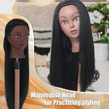 Cabeza de maniquí de práctica para trenzar de 26 pulgadas con cabello, cabeza de muñeco de entrenamiento para peluquería - Ver 8