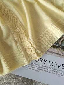 GIGOGOU 1XL-4XL 女式轻薄针织开衫，休闲透气长袖，春夏款 - 黃色 - 查看 4