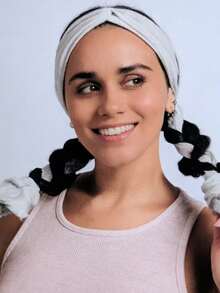 1pc Heatless Curling Headband For Women – Achieves Heatless Curls Overnight, No Heat Damage |Versatile 2-In-1 Styling Tool That Doubles As A Heatless Curlers With Flexible Fit | Great During Gym Sessions, Travel - Black - Multicolor - View 8