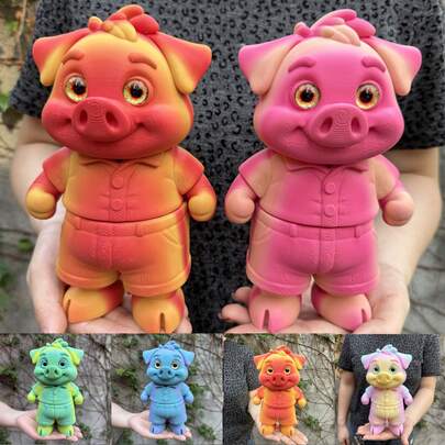 1pc 3D Printed Cute Piglet Figurine, With Realistic Eyes, Available In 2 Sizes, Movable Joints, Suitable For Any Occasion, Holiday Gift, Funny & Quirky, Animal