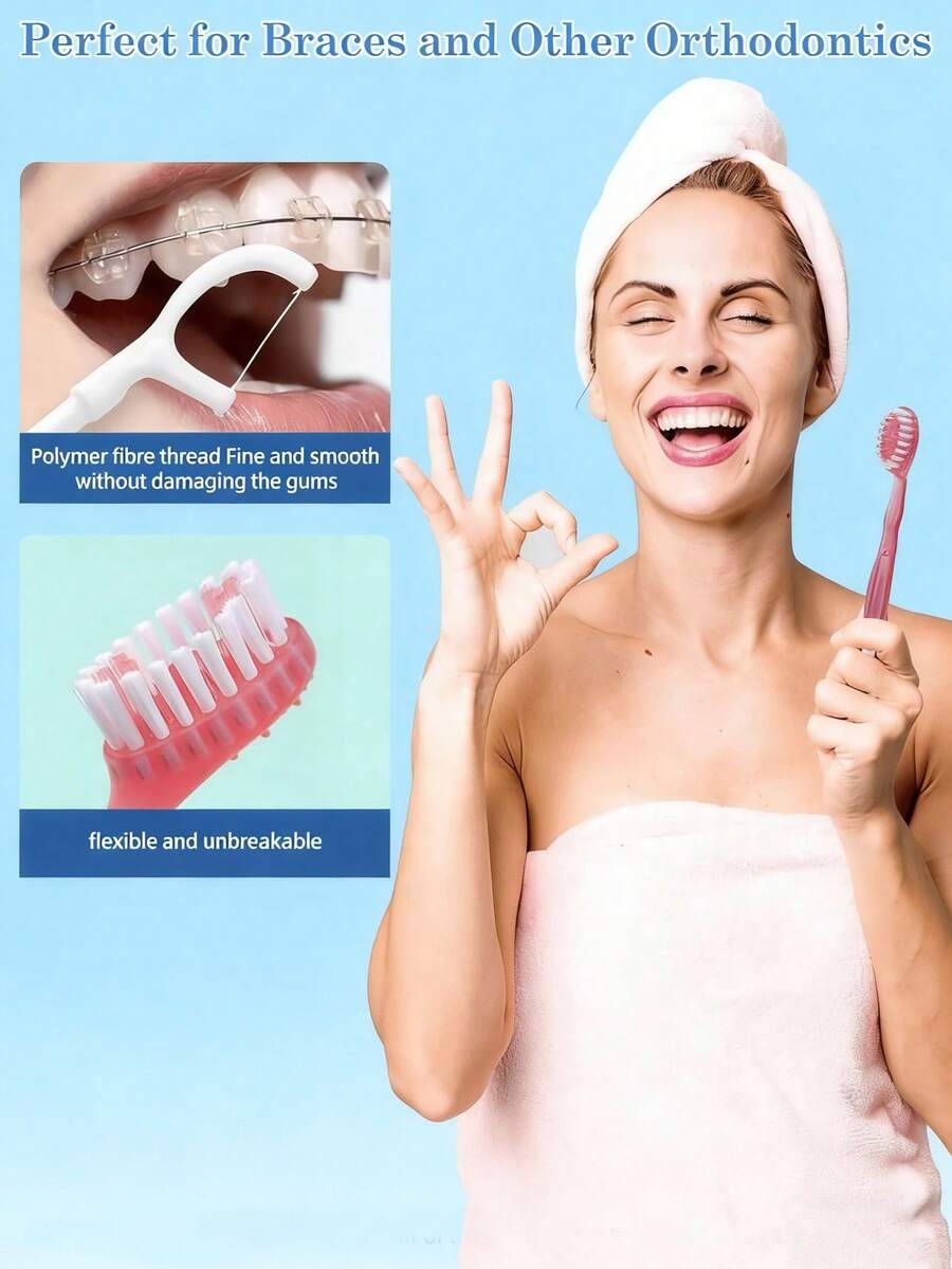 12/4pcs Disposable Personal Pre-Coated Toothbrush Set, Mini Travel Toothbrush, 5-In-1 Pre-Packaged Mini Toothbrush, Dental Floss, Toothpick, Tongue Cleaner - Multicolor - View 1