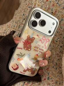 极简时尚金/银边星星熊手机壳，适用于 17/16/15/14/13/12/11 - 彩色 - 查看 2