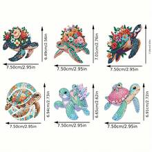 6个钻石画冰箱贴，海龟钻石画装饰，DIY钻石画磁铁套装，适用于DIY工艺品、礼品、冰箱、邮箱装饰 - 查看 2
