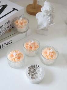 KANOVINO 1个蛋花造型硅胶模具，手工蜡烛DIY制作模具，蜡烛成型模具，大豆蜡烛制作模具，石膏硅胶模具。注意：出售模具 - 灰色 - 查看 6