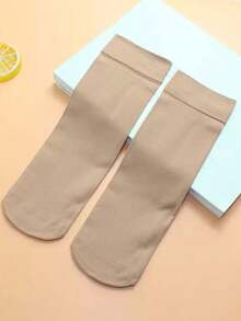 1/5/10/20双装女士薄袜，夏季隐形水晶丝袜，防勾丝，耐穿，防滑，无缝，裸色透明，适合秋季穿着 - 彩色 - 查看 3