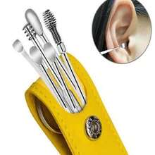 6-Piece Stainless Steel Ear Cleaner Kit – Portable And Reusable Earwax Remover - Yellow - View 3