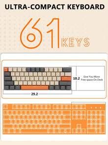 Teclado para portátil pequeño con cable compacto 60% Magegee 61 teclas y retroiluminación RGB para Windows portátiles y players - Ver 2