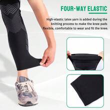 2 piezas Mangas de compresión de pierna completa de cobre para hombres y mujeres Soporte de rodilla largo para baloncesto, correr, entrenamiento, ciclismo, deporte - Negro - Ver 11