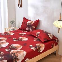 3件套3D立体印花卧室床单套装（1张床单+2个枕套），亲肤面料，含枕套，不含枕芯，家用床上用品套装，可机洗 - 花雅圖 - 查看 4