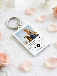 Custom Photo Music Keychain: Personalised Song Display With Optional Message,Song Keychain Personalised Album Style Keyring Music Boyfriend Girlfriend Valentines Music Love Birthday Wedding.Personalised Music Keychain: Custom Photo & Message Gift For Music Lovers - Multicolor - View 9