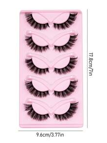 5 pares de pestañas de ojo de gato, suaves y ligeras, tiras de pestañas similares a las de visón para un aspecto de maquillaje natural, pestañas, pestañas postizas - Negro - Ver 2