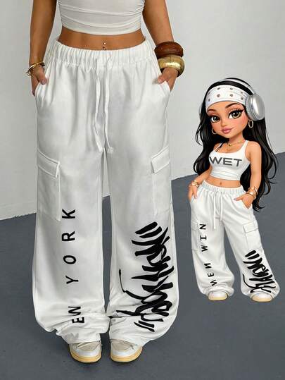 AITYI Studio 女士休闲格子拼接设计长裤，时尚日常机场穿搭，适合毕业季和独立日