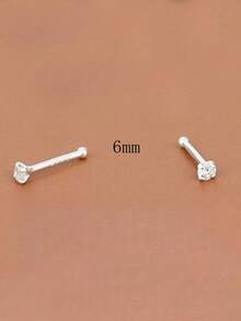 1 Đôi khuyên mũi bạc 925 đính đá Cubic Zirconia cổ điển (6-10mm), bạc không gây dị ứng, phù hợp cho nữ giới đeo hàng ngày, hẹn hò, du lịch, đám cưới, tiệc tùng, quà tặng ngày lễ. - Bạc - Xem 9