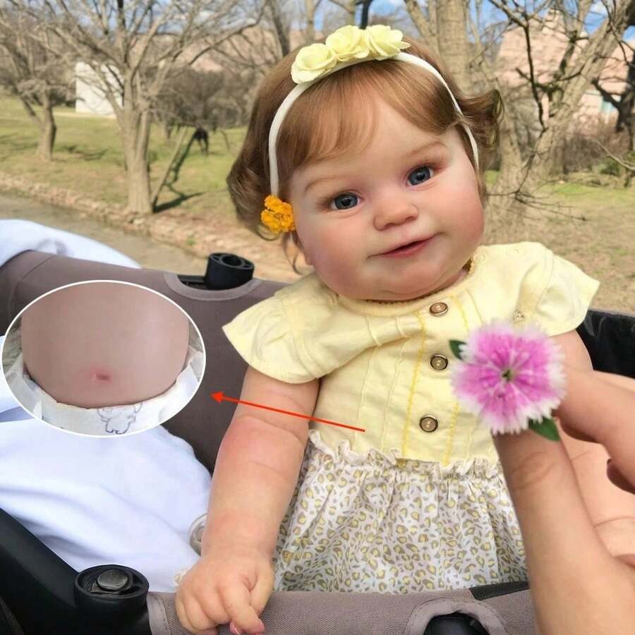 20英寸 NPK Maddie 重生娃娃，可爱萌娃，手绘头发，柔软舒适，高品质娃娃 - 香檳色 - 查看 1