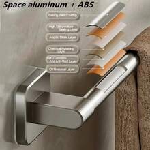 Soporte para toallas de baño, estante para pantuflas sin perforaciones, estante para toallas montado en la pared, barra para toallas, accesorios de cocina y baño X4Z9 - Gris--40CM - Ver 10