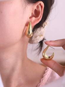 Set de 18 pendientes con estilo geométrico, adecuados para uso diario, fiestas, viajes y ocasiones casuales - Dorado - Ver 7