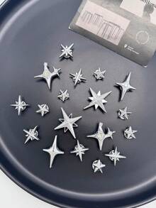 18 chiếc kẹp giày hình ngôi sao bạc, phụ kiện trang trí giày đa năng cho dép xăng đan, dép lê, túi đi biển của nữ, thích hợp làm quà tặng trong các dịp lễ và tiệc sinh nhật. - Bạc - Xem 1