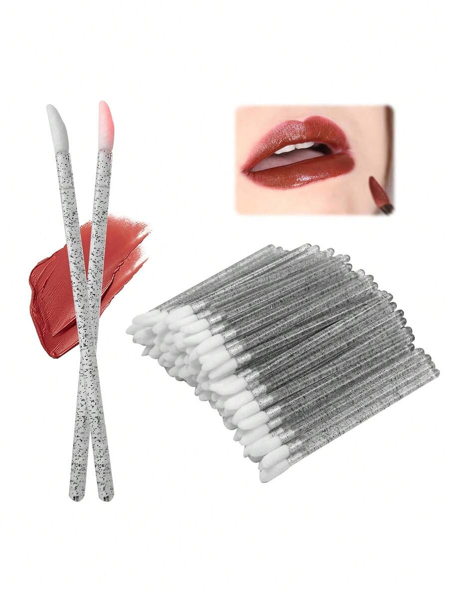 200pcs Mini Disposable Lip Brush Heads, Suitable For Makeup Artists And Daily One-Time Lip Gloss/Lipstick Application - Multicolor - View 1