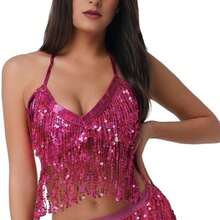 1pc Glitter Fringe Belly Dance Costume Set, Bohemian Vintage Style, Suitable For Festivals, Parties, Nightclubs, Beaches, Exotic Outfit Decor - Multicolor - View 18