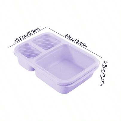 Hộp cơm trưa 3 tầng màu Tím/Trong suốt