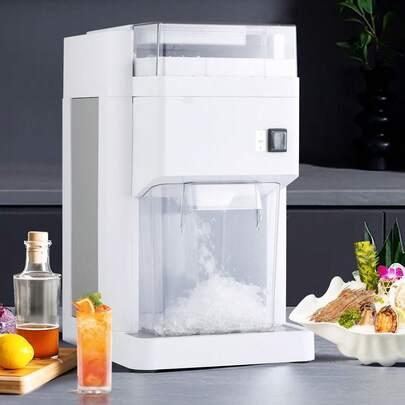 Commercial Ice Shaver Machine, 1.91QT /1.8L Large Electric Ice Cube Crusher Shaved Maker With 300W Premium Motor, Stainless Steel Blades, For Bar Mixing Seafood Preservation Home Party, White