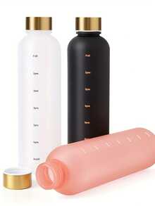 1000毫升/33.82盎司纯色便携式运动水壶，带每日饮水追踪功能，确保户外露营、徒步旅行、上学和日常饮水时的健康补水。 - 白色 - 查看 4