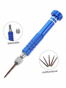 1pc Blue Aluminum Alloy 5-In-1 Screwdriver Disassembly Tool, Multi-Functional Screwdriver Set Suitable For Glasses, Phones, Laptops - Blue - View 9