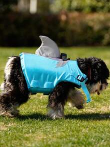 Áo phao cứu sinh phản quang hình vây cá có thể điều chỉnh, độ nổi cao dành cho thú cưng mùa hè - Màu xanh lam - Xem 3