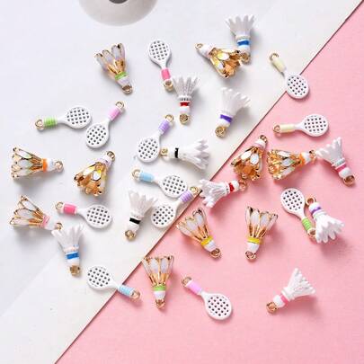 3pcs Alloy Badminton Pendant, Badminton Racket/Shuttlecock Shaped Pendant For Sports Enthusiasts, Suitable For DIY Competition Souvenir Gifts, Creative Handicrafts