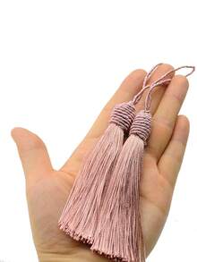 Marcapáginas de borla de seda con bucle de cuerda de 2 pulgadas y pequeño nudo chino, adecuado para la fabricación de joyas, recuerdos, marcapáginas, accesorios de manualidades DIY hechas a mano (polvo de pelado) - Rosa vieja - Ver 2