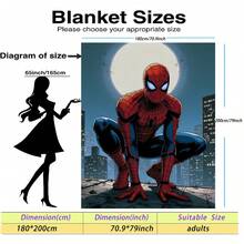 Chăn nỉ chủ đề Người Nhện của Marvel, với hình ảnh bộ trang phục siêu anh hùng màu đỏ và xanh kinh điển, ấm áp và mềm mại, thích hợp cho ghế sofa, giấc ngủ trưa, trang trí giường và nhiều hơn nữa. - Màu xanh hải quân - Xem 14