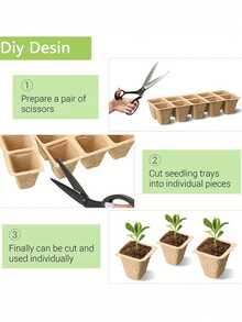 10-Pack (100pc) Seedling Starter Tray, Seedling Pulp Cup, Disposable Pulp Seedling Cup, Square Nutrient Cup, Seed Cup, Succulent Vegetable Germination Plant Starter Tray - Seedling Paper Cups - View 5