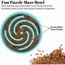 Slow Feeder Large Dog Bowl - Non Slip Maze Puzzle Bowl For Medium Dogs - Blue - Lớn - Xem 2