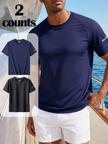 2pcs Men's Sports Outdoor Casual Commuter T-Shirt Set - Multicolor - View 1