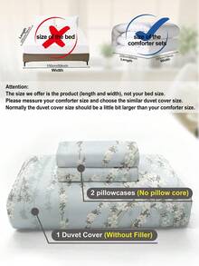 三件套水彩花卉印花被套，采用超柔软透气的超细纤维面料，四季皆宜，可机洗，不易褪色、起球、缩水、抗皱。适合田园、清新、可爱、简约等多种风格。提供特大/大号/双人/单人尺寸。是居家、宿舍、公寓、客房、度假屋的理想之选，也是馈赠佳品。 - 彩色 - 查看 11