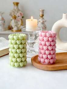 1个手工爱心泡泡圆柱香薰蜡烛 - 大豆蜡，香氛，手工制作，艺术摄影道具，室内装饰，母亲节礼物，生日礼物，放松身心，营造氛围 - 愛心圓柱蠟燭 - 查看 5