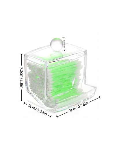 1pc Cotton Swab Box, Desktop Cotton Swab Storage Box, Square Storage Box, Desktop Compartment Storage Box, Bamboo Anti-Dust High Transparent Cotton Swab Storage Box, Personal Item Storage, Small Item Storage