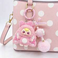 1 pièce Porte-clés poupée en peluche mignonne, porte-clés sphérique de style dessin animé avec un design mignon, pendentif pour sac de fille, accessoire à la mode, porte-clés de voiture rose, accessoires, statue douce et mignonne, le meilleur cadeau pour une amie, style personnalisé avec un charme féminin fort, cadeau d'anniversaire, cadeau de couple, pour la collection, l'affichage et le stockage, un souvenir indispensable. - Multicolore - Voir 3