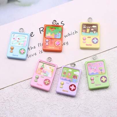 6/12个迷你游戏手柄造型吊坠，趣味树脂设计，适合DIY珠宝、耳环、项链、手机挂绳及其他手工艺品