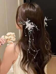 1 pezzo/2 pezzi Fermaglio per capelli con nappine a farfalla bianche trasparenti, accessorio per capelli con doppia coda di cavallo vivace, design elegante, minimalista e chic, facile da usare, fermaglio per capelli da regalo raffinato, adatto per acconciature da sposa, festival, matrimoni, feste, damigelle, ragazze e donne, ornamento per capelli in stile bohémien, accessorio per San Valentino, molletta per capelli, fermagli a pinza, estate, vacanze, viaggi - Multicolore - Visualizzare 7