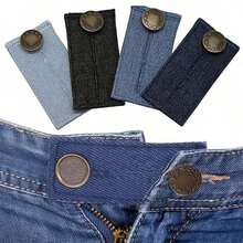 4pcs/Set Pants Extender Kit, Includes Pant Button Extender, Long Hook, Waist Elastic Adjuster And Belt Extender Hook, Metal Button Extender, Waist Expansion Elastic Belt, Practical Sewing Tools - Multicolor - View 1