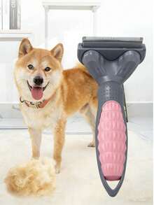 Pet Deshedding Brush, Cat Dog Fur Remover Grooming Tool - Pink - View 1