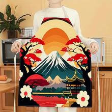 1pc Snow Mountain Pattern Apron, Creative Funny Fashion Printed Apron, Home Cleaning Apron, Easy Clean Kitchen Cooking Apron, Creative Home Apron - Multicolor - View 8